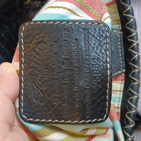 Fossil woven genuine leather handbag. Black. 75082. Vintage. - Picture 6 of 8